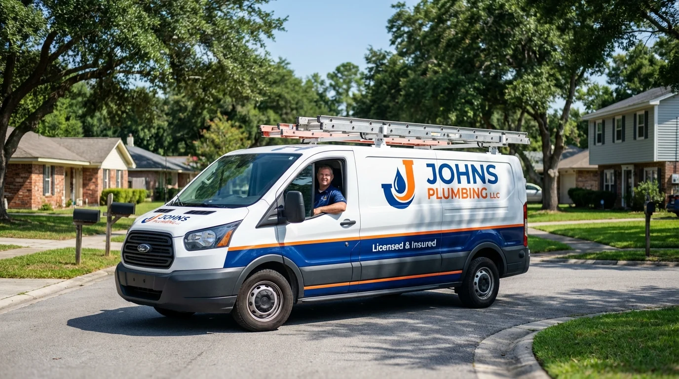 Johns Plumbing LLC service van in North Newton, KS