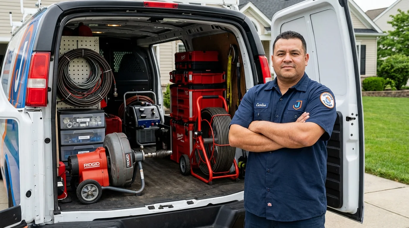 Professional drain cleaning equipment and Johns Plumbing LLC plumber in North Newton