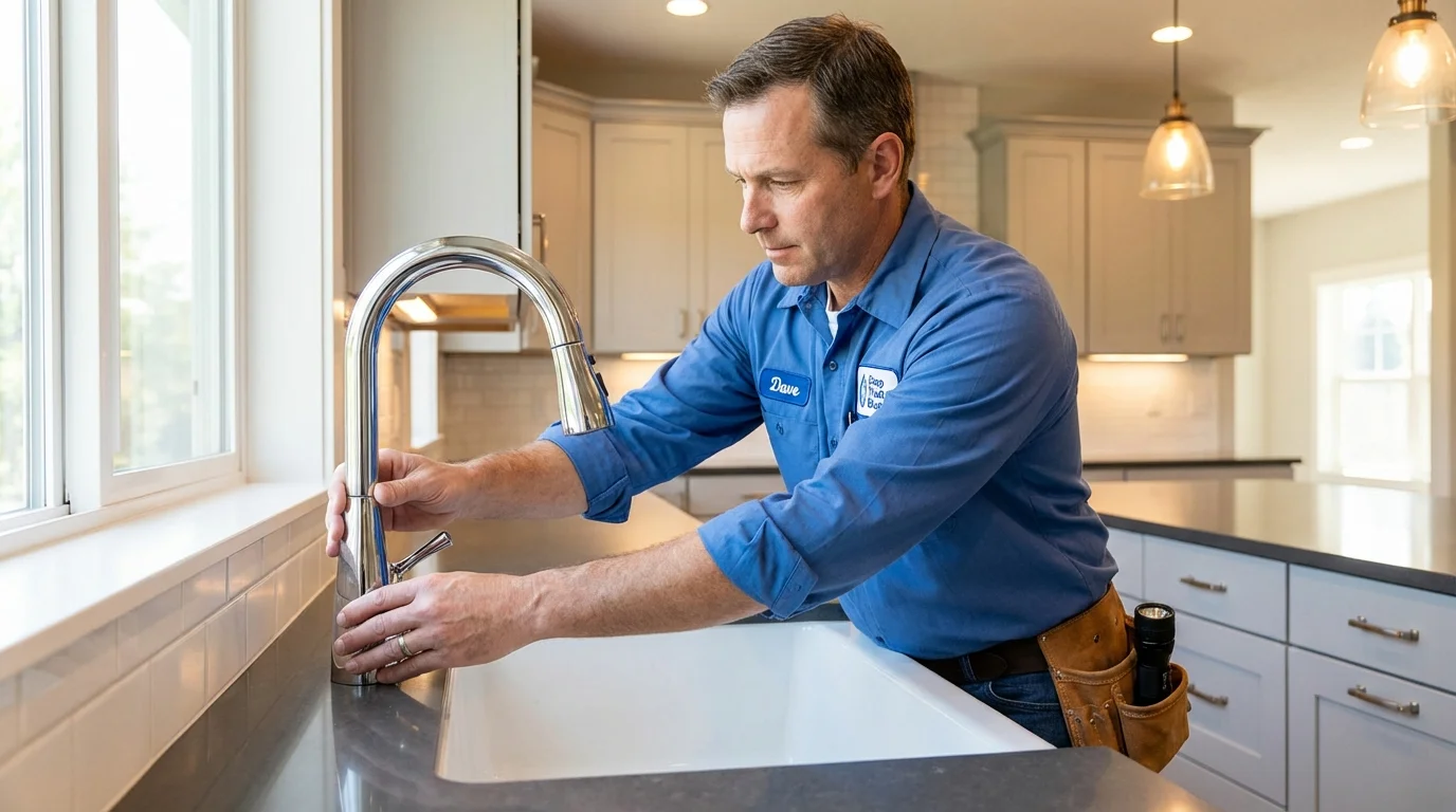 Kitchen faucet installation by Johns Plumbing LLC in North Newton