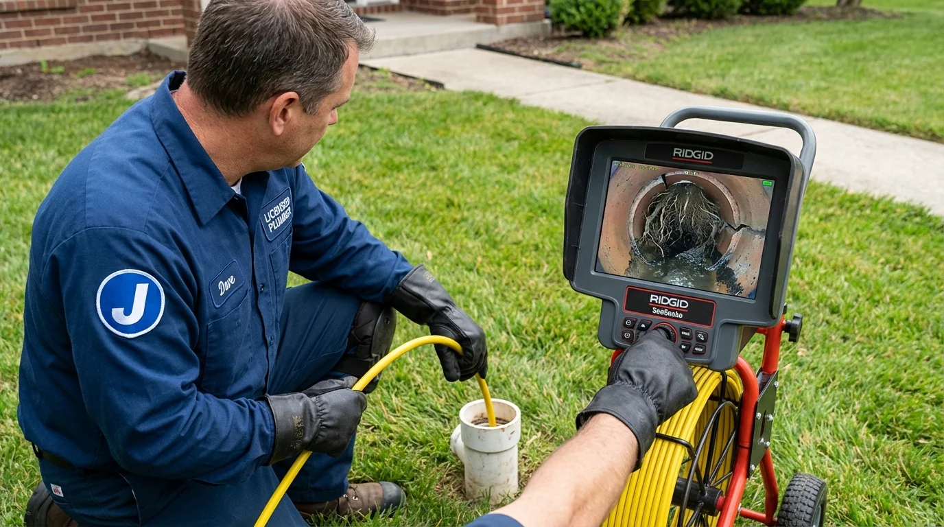 Sewer camera inspection being performed by Johns Plumbing LLC in North Newton